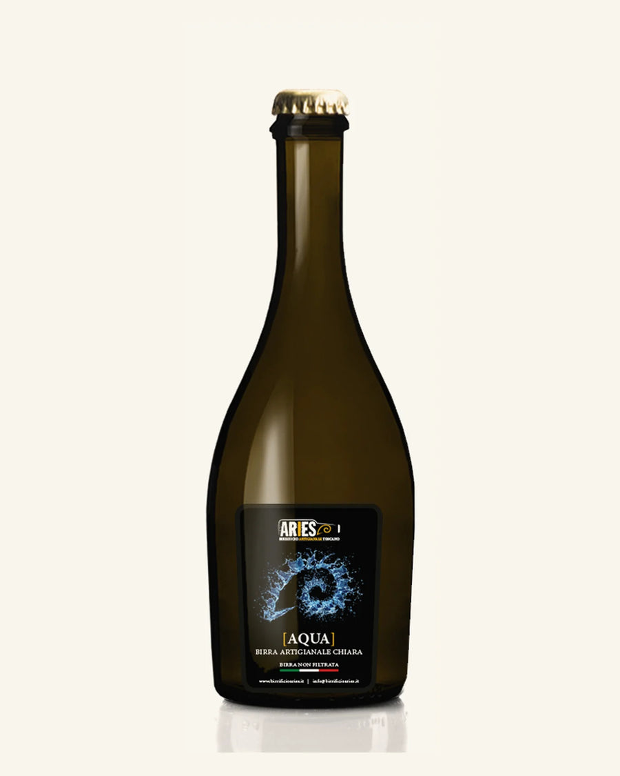 La bottiglia Aqua, golden ale, in posa