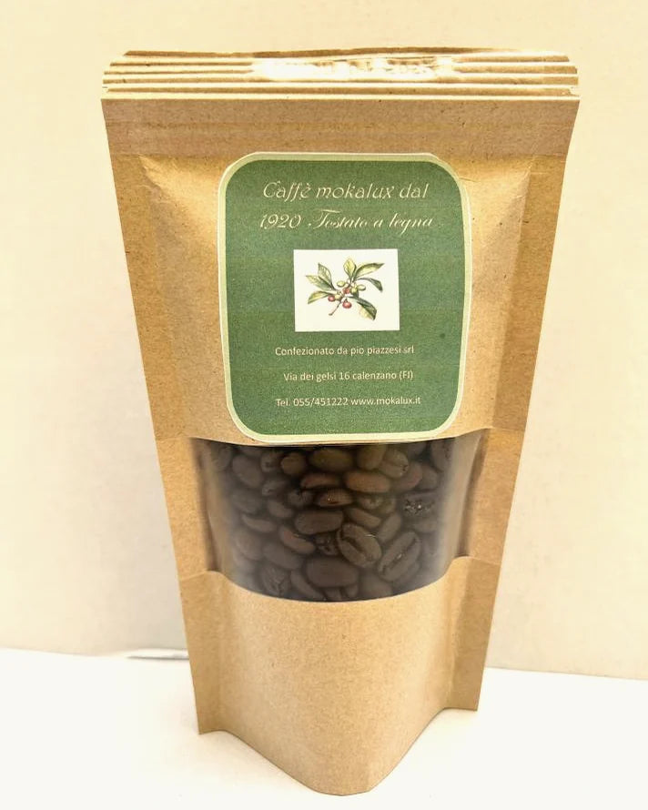 Confezione di Kopi Luwak monorigine con la finestra sui chicchi