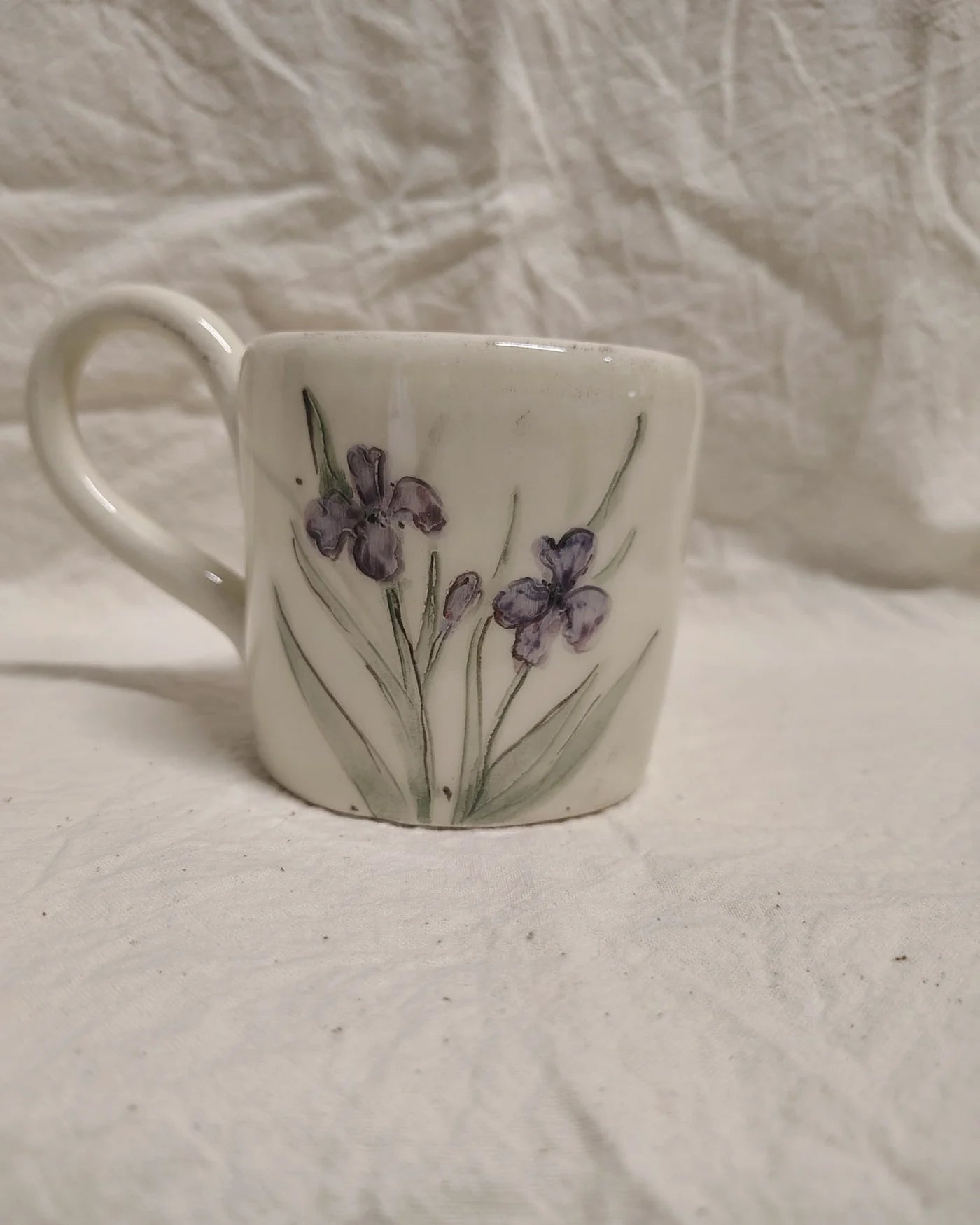Tazza dipinta con iris viola