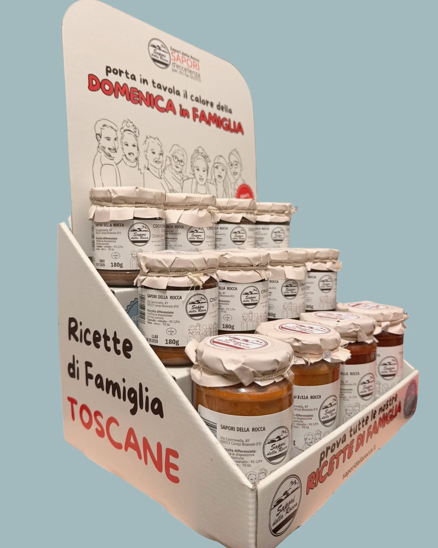 Espositore da bottega delle Ricette di Famiglia Toscane