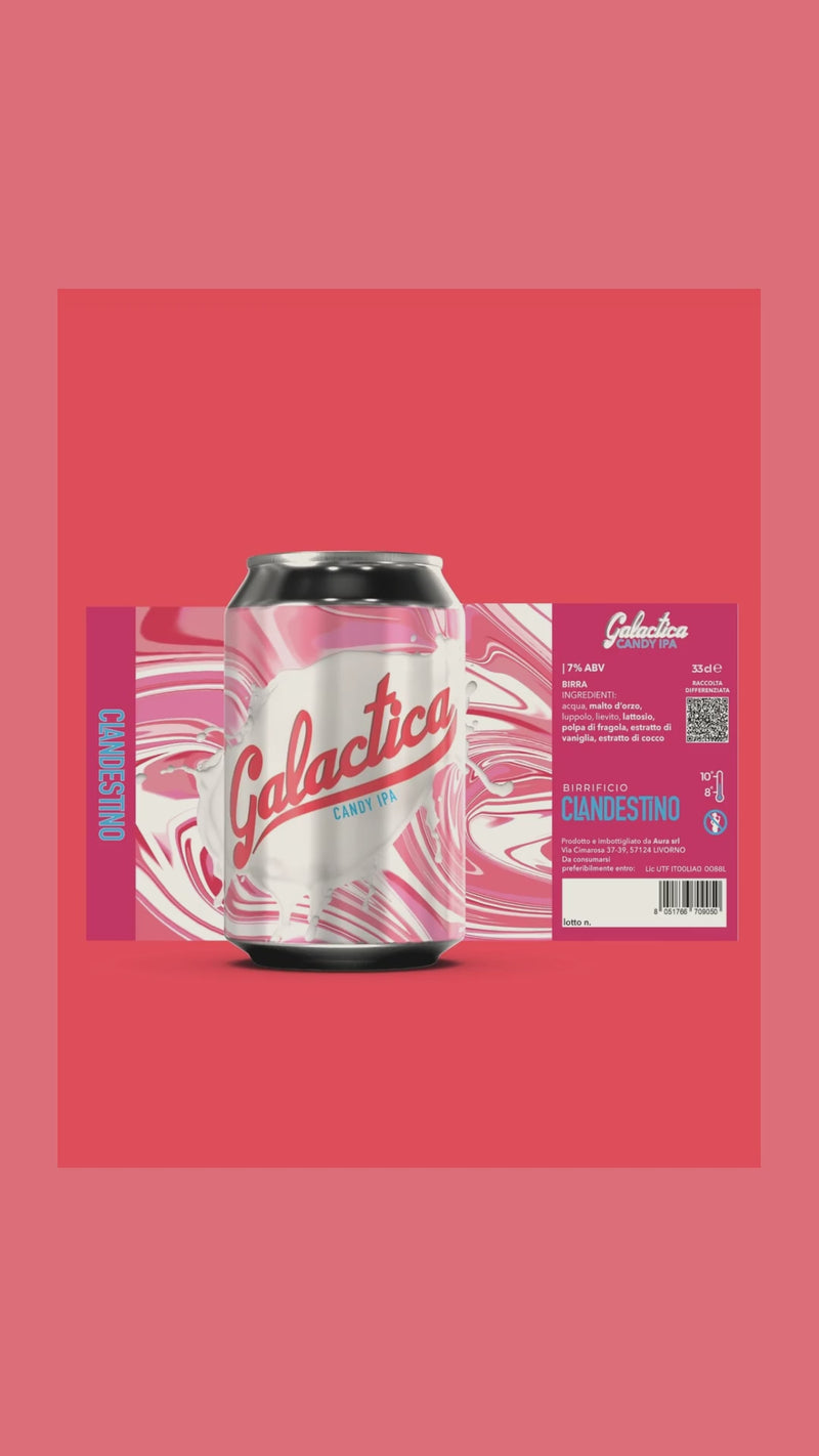Le fotografie del Piccolo Birrificio Clandestino in sequenza: le lattine e le bottiglie con le etichette illustrate, e il bancone della taproom.